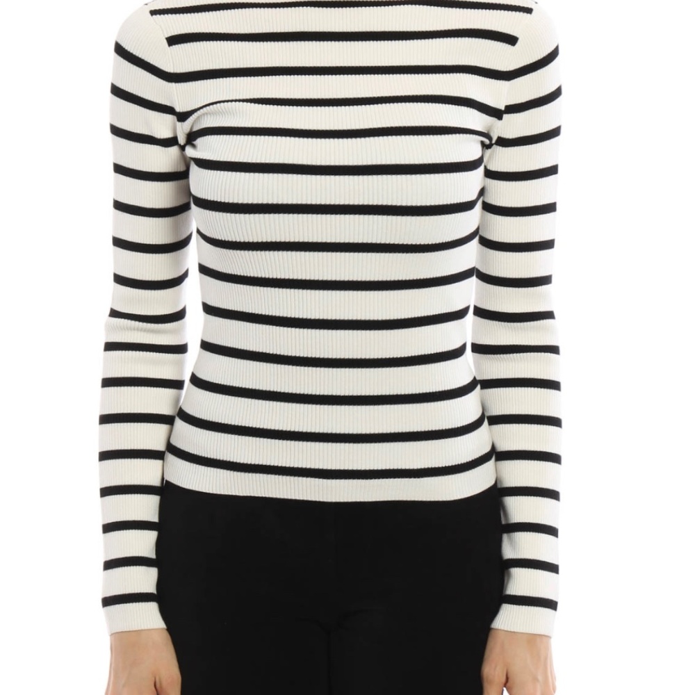Theory boat/bateau neck fitted sweater with deep V back